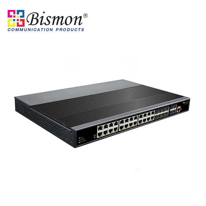 24*10/100/1000M RJ45, 8-SFP slot and 4*1/10G SFP+ slot ports L3 managed Switch